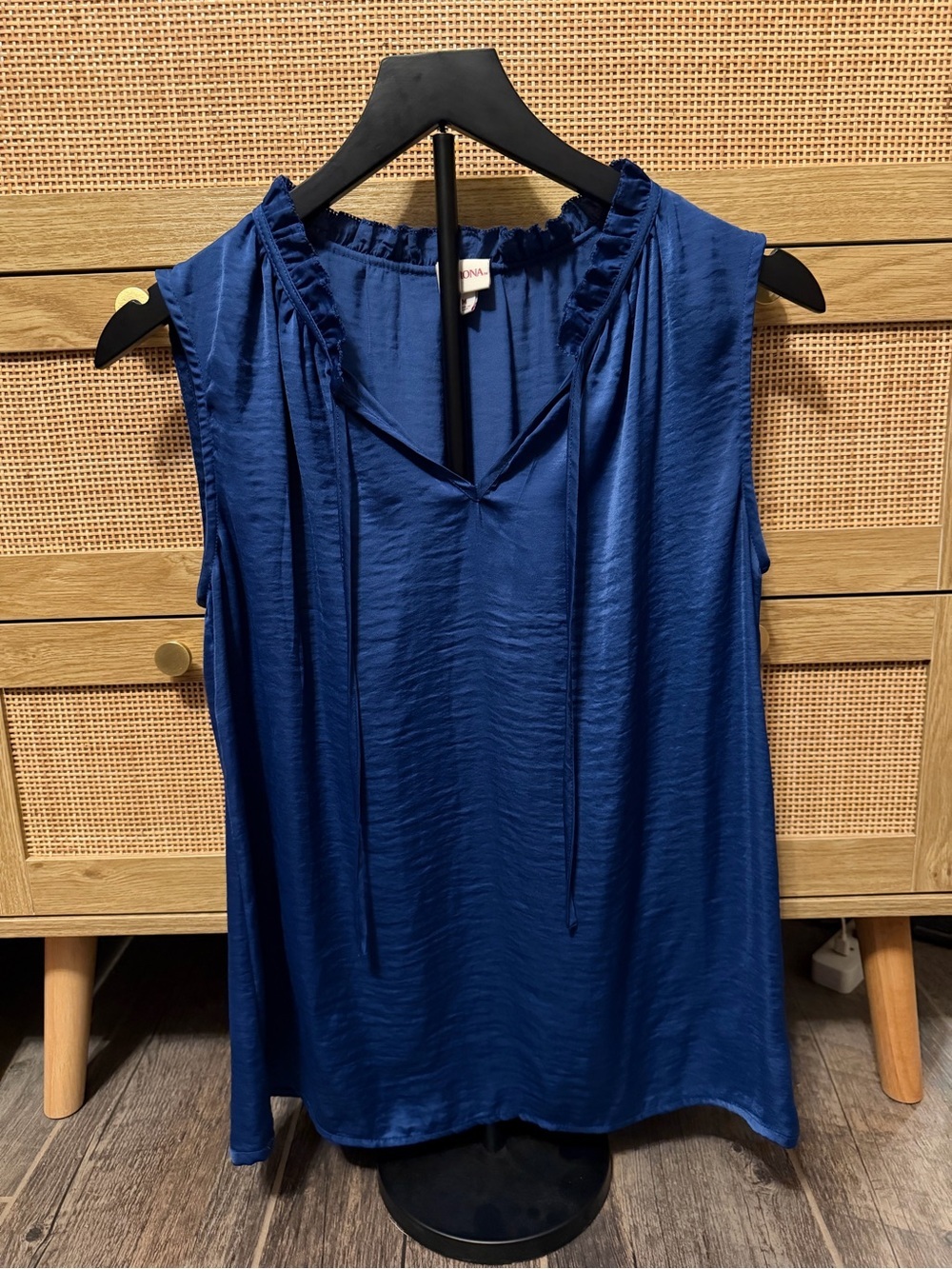 Merona Royal Blue Sleeveless Tie-Neck Blouse